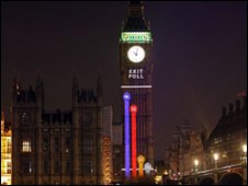 Exit Poll projected on Big Ben